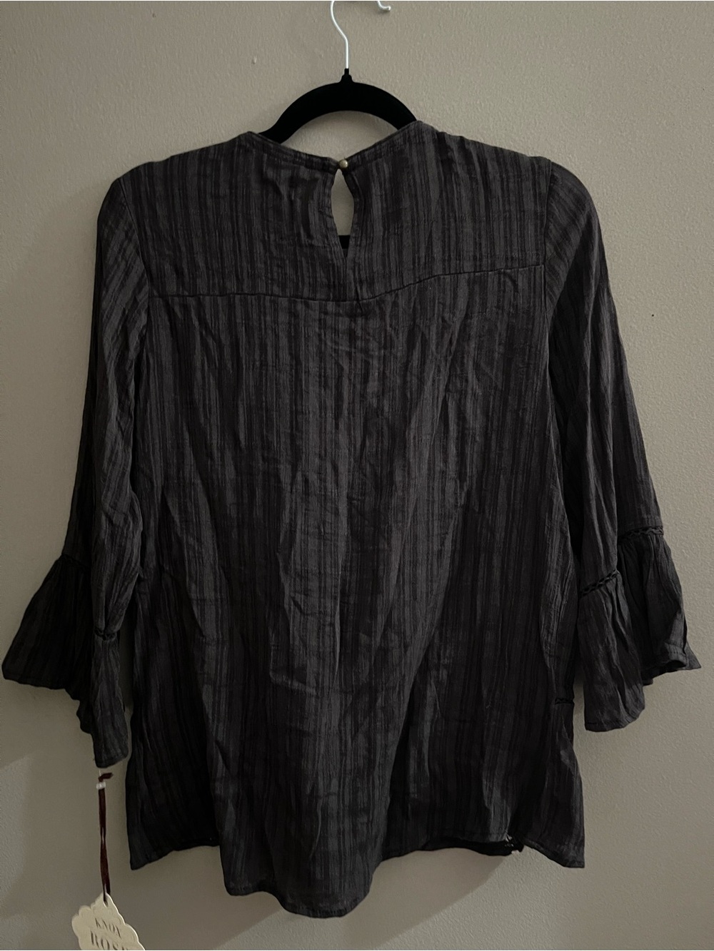 Knox Rose NWT Blouse XS Black Embroidered Boho Aztec Bell Sleeves Whimsigoth - Picture 13 of 16
